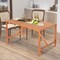 Natural Acacia Wood Patio Table 55 Inch Slatted Umbrella Hole 4-6 Person Outdoor